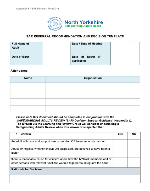 SAR decision making template